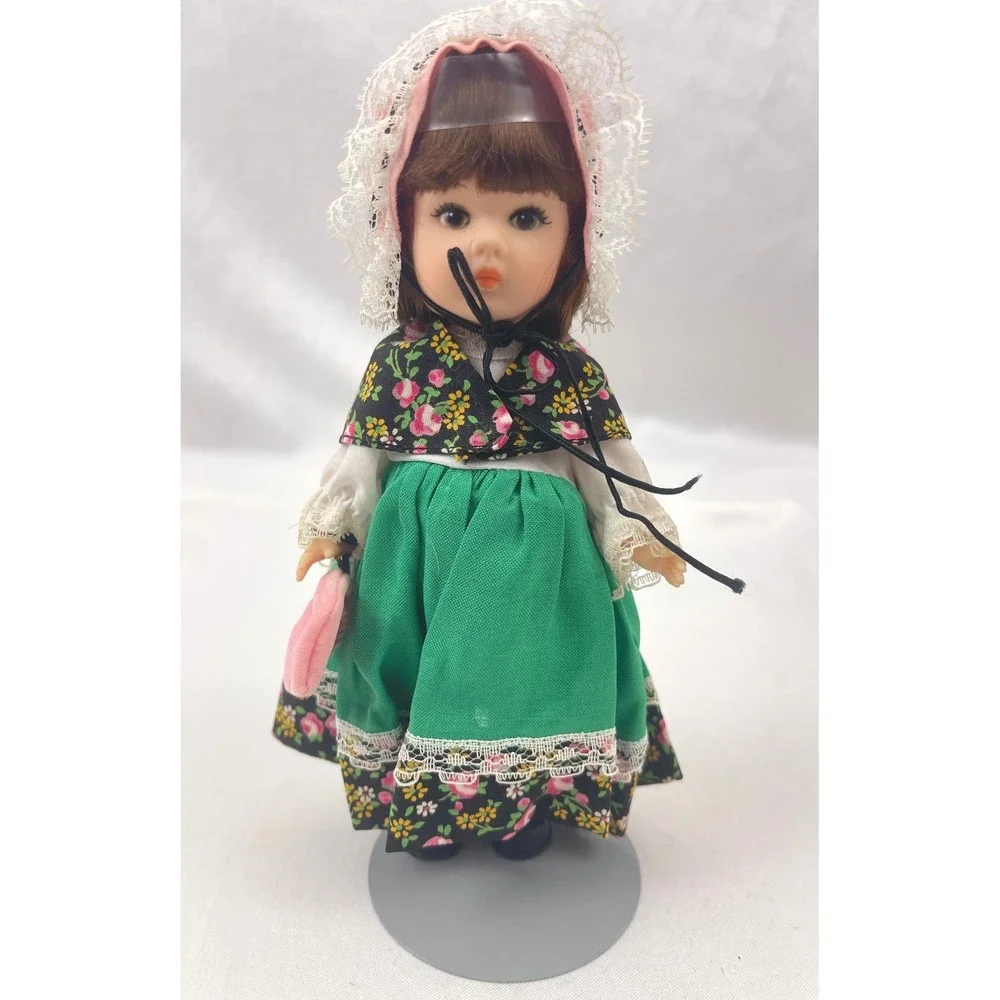 Vintage Vogue Ginny English Doll Traditional Dress Bonnet Pink Purse Collectible